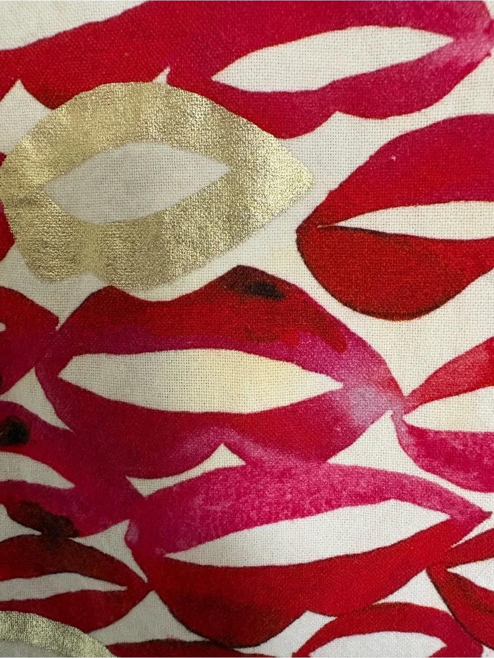 Anthropologie Red & Gold Patterned Dish Towel